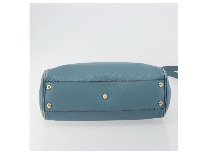 Borsa a Mano GUCCI Bamboo in Pelle 2way Blu Argento 336032 Auth ep15143 - vista 11