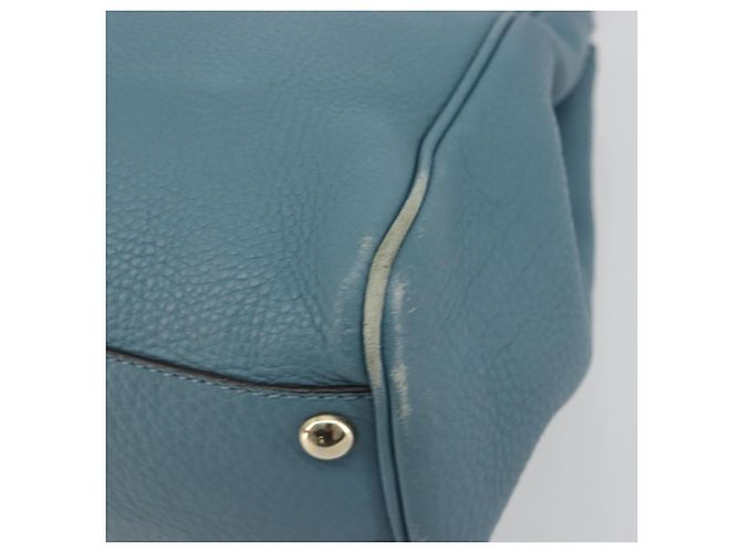 Borsa a Mano GUCCI Bamboo in Pelle 2way Blu Argento 336032 Auth ep15143 - vista 12