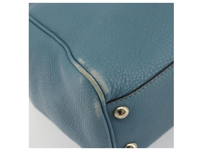 Borsa a Mano GUCCI Bamboo in Pelle 2way Blu Argento 336032 Auth ep15143 - vista 13