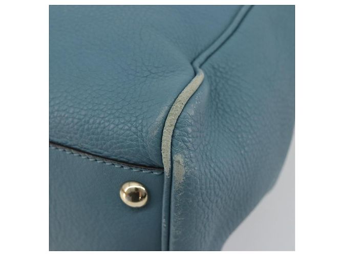 Borsa a Mano GUCCI Bamboo in Pelle 2way Blu Argento 336032 Auth ep15143 - vista 14