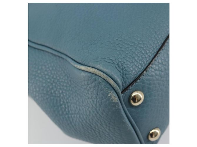 Borsa a Mano GUCCI Bamboo in Pelle 2way Blu Argento 336032 Auth ep15143 - vista 15