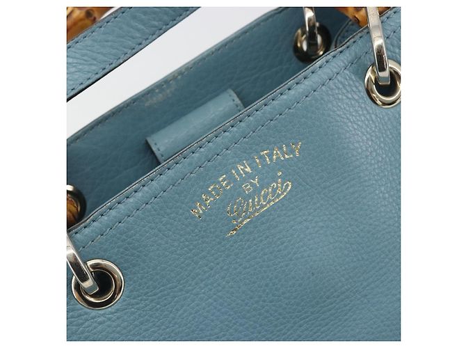 Borsa a Mano GUCCI Bamboo in Pelle 2way Blu Argento 336032 Auth ep15143 - vista 16