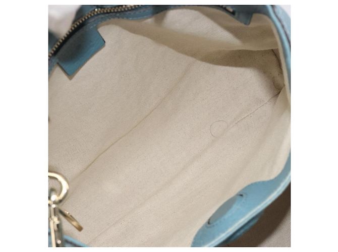 Borsa a Mano GUCCI Bamboo in Pelle 2way Blu Argento 336032 Auth ep15143 - vista 18