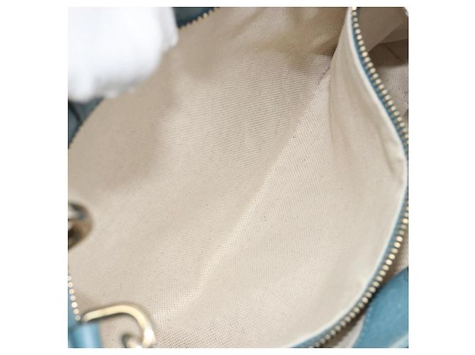 Borsa a Mano GUCCI Bamboo in Pelle 2way Blu Argento 336032 Auth ep15143 - vista 22
