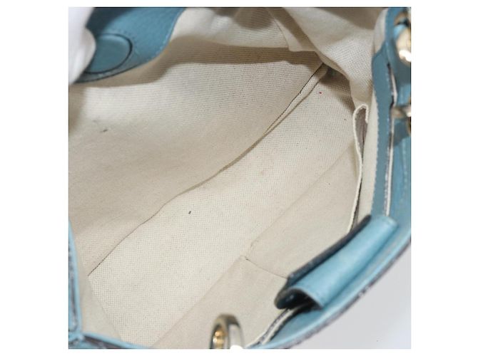 Borsa a Mano GUCCI Bamboo in Pelle 2way Blu Argento 336032 Auth ep15143 - vista 23
