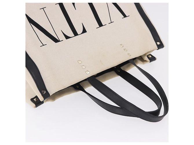 VALENTINO Tote Bag Canvas Ivory Gold Auth BA14128 Golden Roh - Ansicht 6