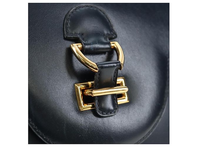 Hermès Borsa a Spalla HERMES Sandrine in Pelle Blu Navy e Oro Auth 190310M D'oro - vista 16