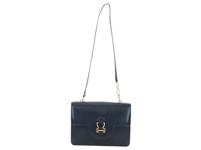 Hermès Borsa a Spalla HERMES Sandrine in Pelle Blu Navy e Oro Auth 190310M D'oro - vista 2