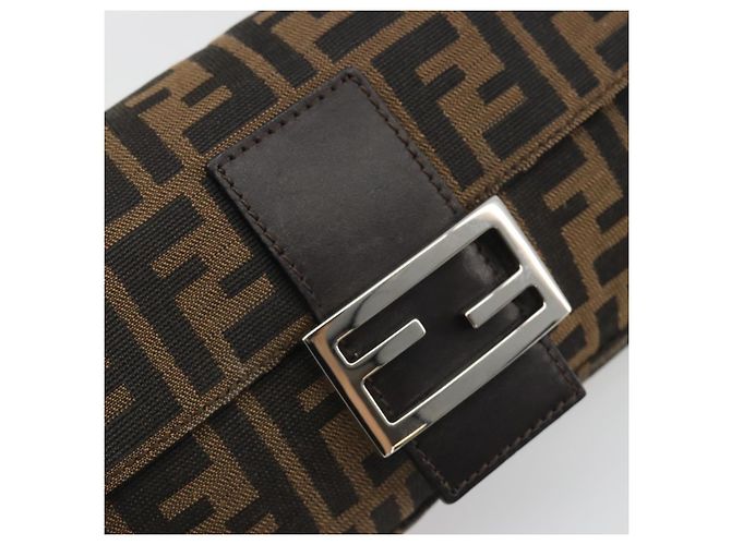 FENDI Zucca Canvas Mamma Baguette Borsa a tracolla Marrone Argento Auth yk20686SAM - vista 15