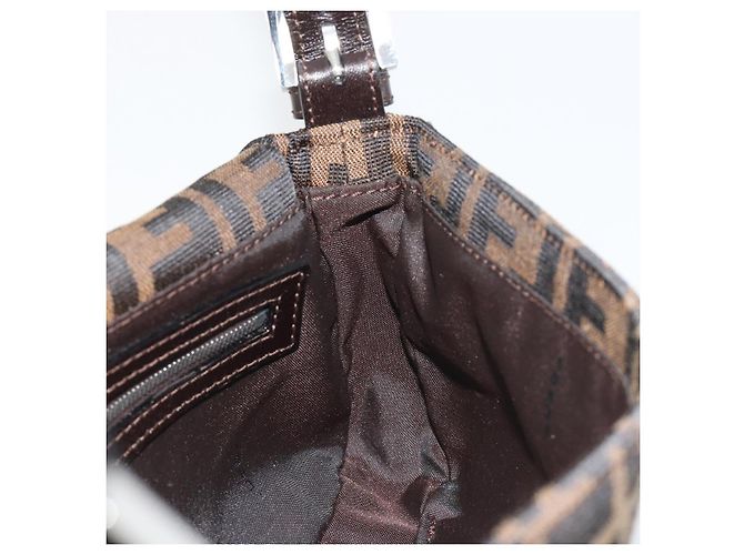 FENDI Zucca Canvas Mamma Baguette Borsa a tracolla Marrone Argento Auth yk20686SAM - vista 21