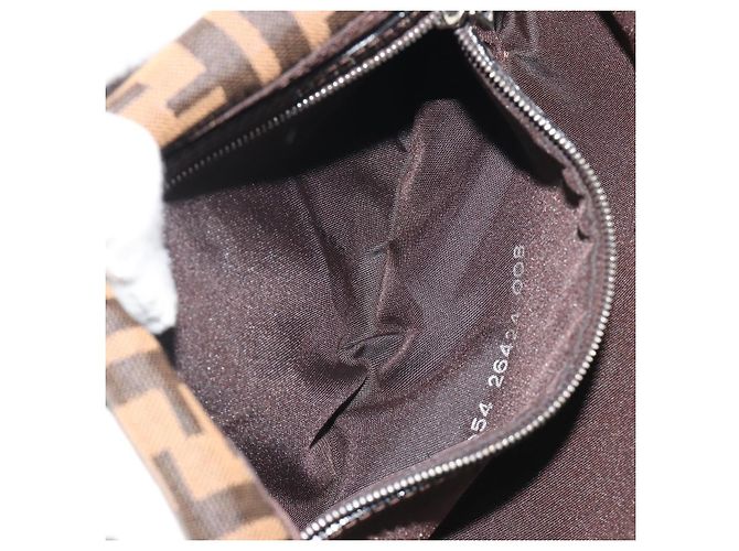 FENDI Zucca Canvas Mamma Baguette Borsa a tracolla Marrone Argento Auth yk20686SAM - vista 24
