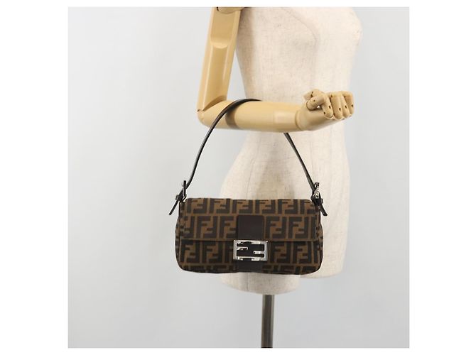 FENDI Zucca Canvas Mamma Baguette Borsa a tracolla Marrone Argento Auth yk20686SAM - vista 26