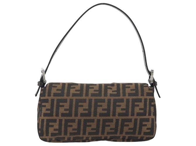 FENDI Zucca Canvas Mamma Baguette Borsa a tracolla Marrone Argento Auth yk20686SAM - vista 3