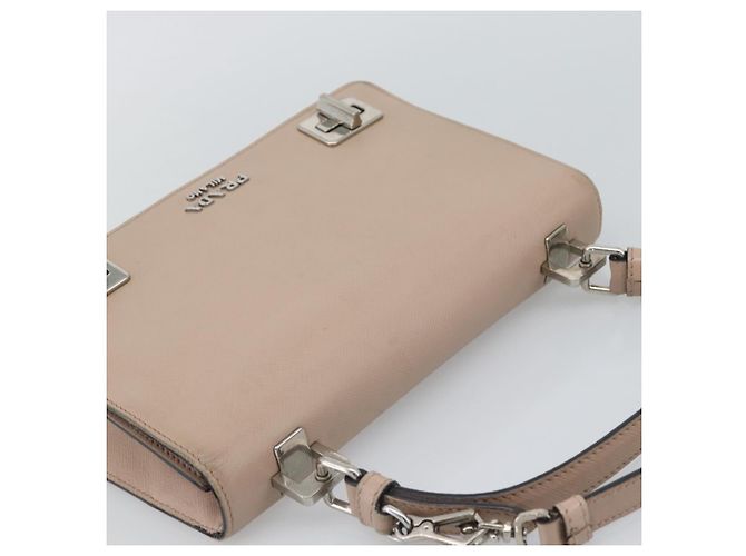 Saffiano Bolsa PRADA em couro Safiano 2way Rosa Prata Auth bs36289 - vista 6
