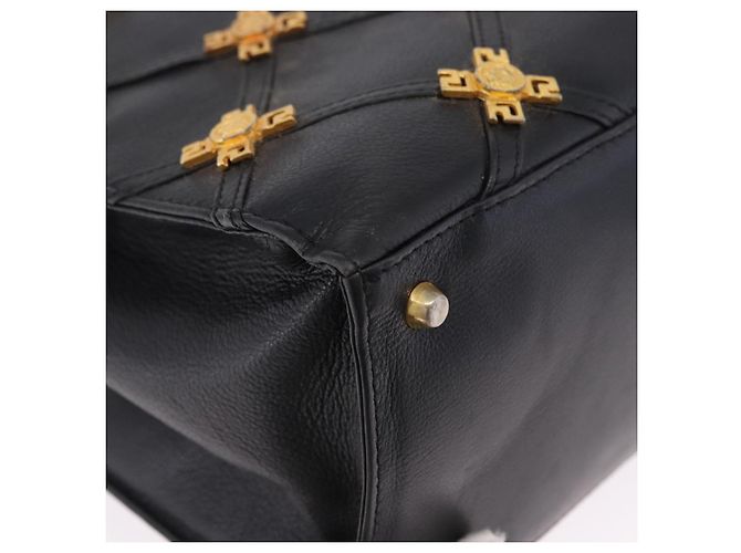Borsa Tote Gianni Versace in pelle nera e oro Auth BA14178V Nero - vista 10