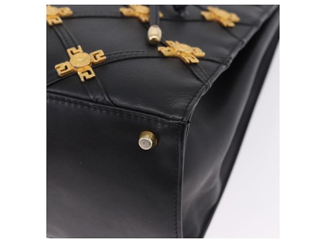 Borsa Tote Gianni Versace in pelle nera e oro Auth BA14178V Nero - vista 11