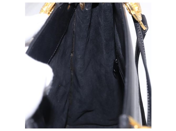 Borsa Tote Gianni Versace in pelle nera e oro Auth BA14178V Nero - vista 19