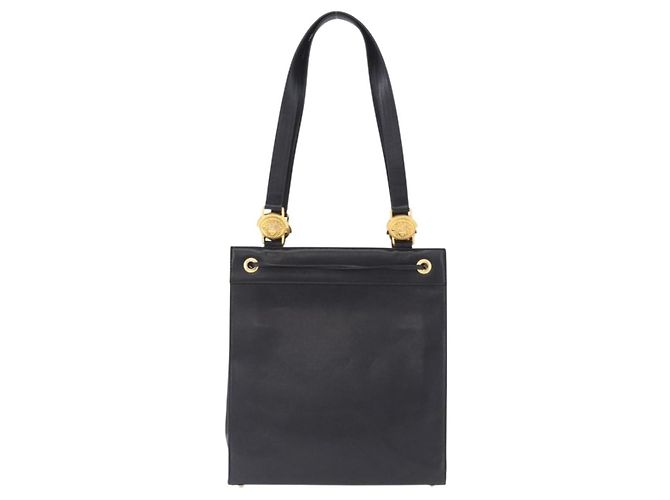 Borsa Tote Gianni Versace in pelle nera e oro Auth BA14178V Nero - vista 3