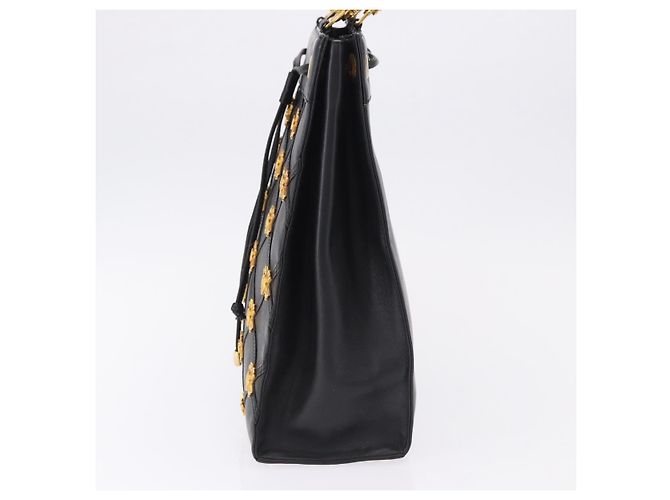 Borsa Tote Gianni Versace in pelle nera e oro Auth BA14178V Nero - vista 4