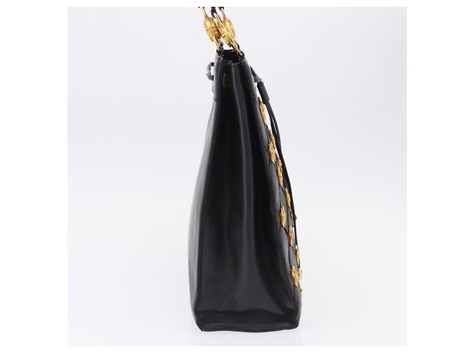 Borsa Tote Gianni Versace in pelle nera e oro Auth BA14178V Nero - vista 5