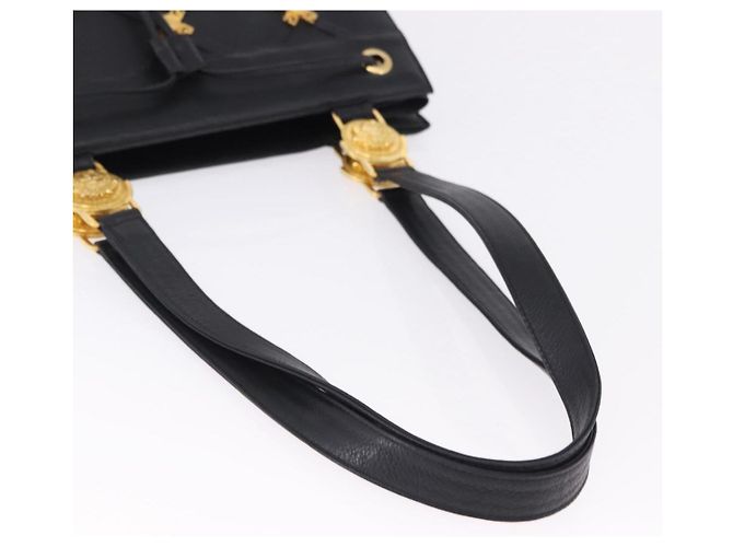 Borsa Tote Gianni Versace in pelle nera e oro Auth BA14178V Nero - vista 7