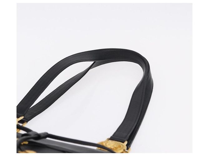 Borsa Tote Gianni Versace in pelle nera e oro Auth BA14178V Nero - vista 8