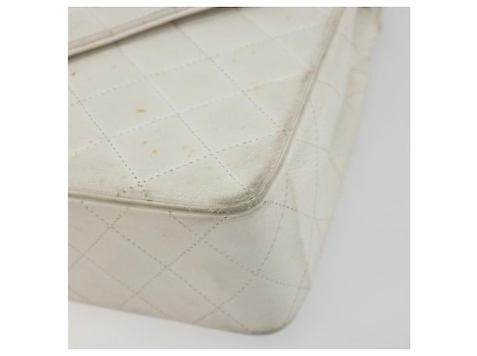 CHANEL Matelasse Chain Shoulder Bag Lamb Skin White Gold CC Auth 193136 Bianco D'oro - vista 10