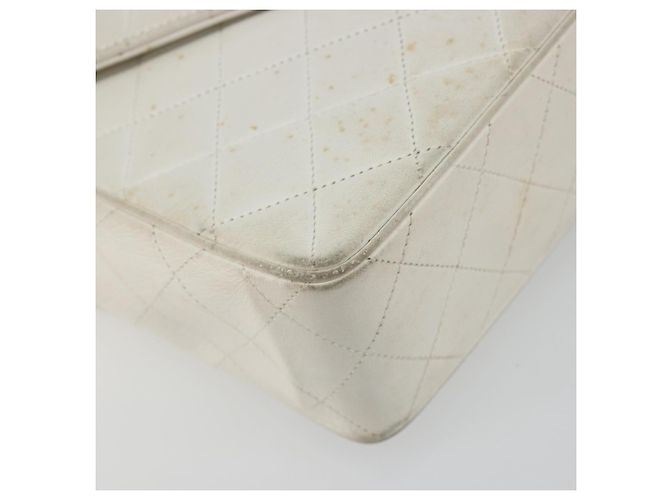 CHANEL Matelasse Chain Shoulder Bag Lamb Skin White Gold CC Auth 193136 Bianco D'oro - vista 11