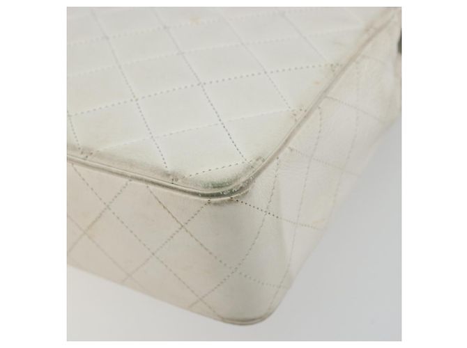 CHANEL Matelasse Chain Shoulder Bag Lamb Skin White Gold CC Auth 193136 Bianco D'oro - vista 12
