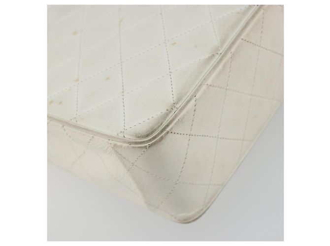 CHANEL Matelasse Chain Shoulder Bag Lamb Skin White Gold CC Auth 193136 Bianco D'oro - vista 13