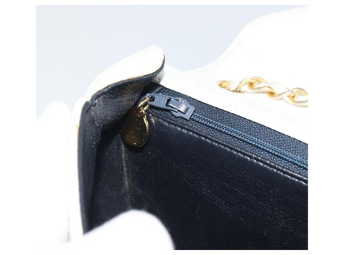CHANEL Matelasse Chain Shoulder Bag Lamb Skin White Gold CC Auth 193136 Bianco D'oro - vista 21