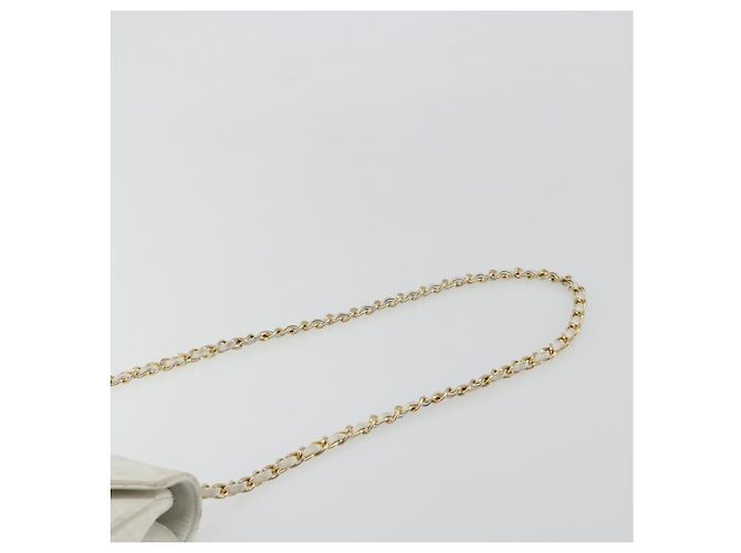 CHANEL Matelasse Chain Shoulder Bag Lamb Skin White Gold CC Auth 193136 Bianco D'oro - vista 8