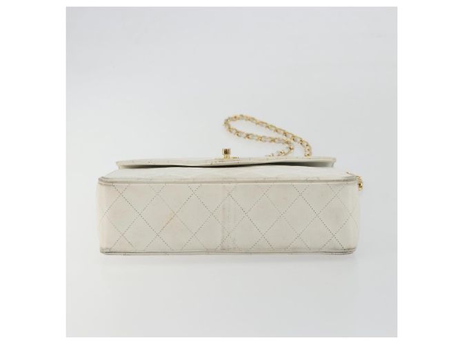 CHANEL Matelasse Chain Shoulder Bag Lamb Skin White Gold CC Auth 193136 Bianco D'oro - vista 9