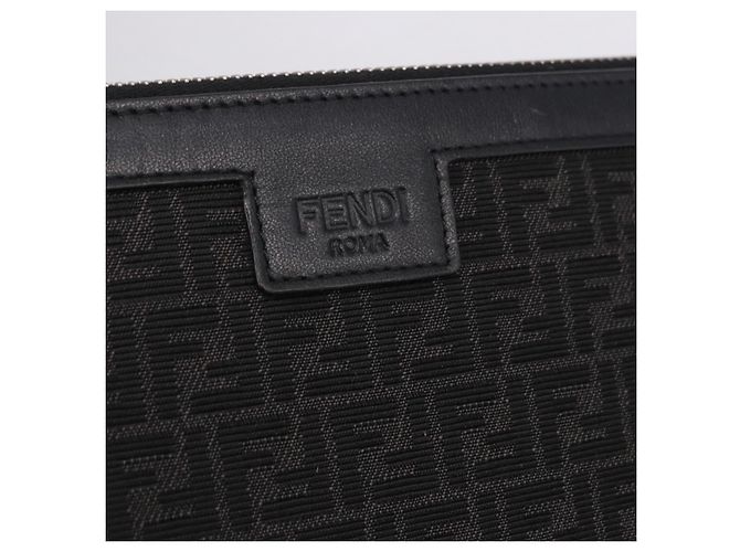 FENDI Zucchino Canvas Clutch Bag Schwarz Auth ki6765V - Ansicht 13