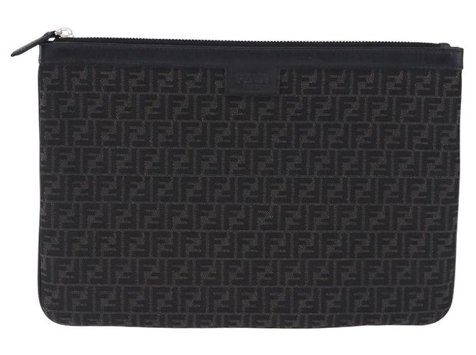 FENDI Zucchino Canvas Clutch Bag Schwarz Auth ki6765V - Ansicht 2
