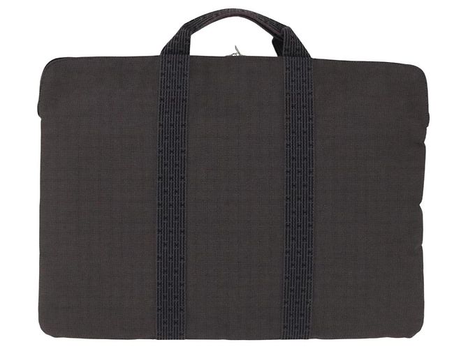 Hermès HERMES Her Line Cabas Handtasche Canvas Grau Silber Auth 193518A Braun - Ansicht 2