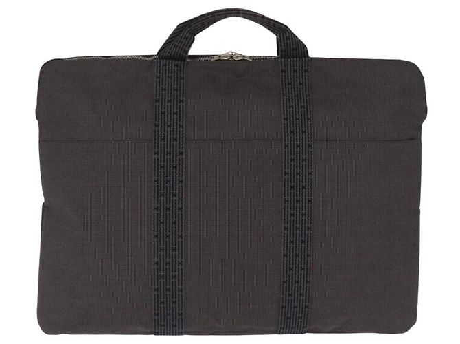Hermès HERMES Her Line Cabas Handtasche Canvas Grau Silber Auth 193518A Braun - Ansicht 3