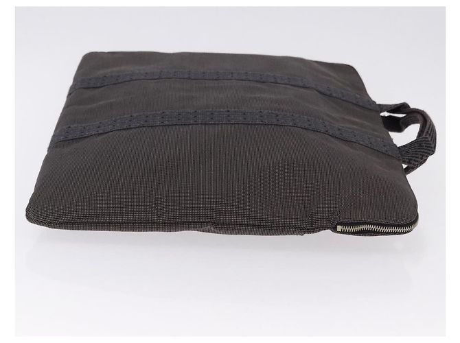 Hermès HERMES Her Line Cabas Handtasche Canvas Grau Silber Auth 193518A Braun - Ansicht 4
