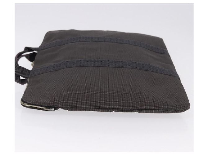 Hermès HERMES Her Line Cabas Handtasche Canvas Grau Silber Auth 193518A Braun - Ansicht 5