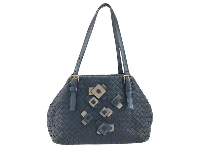 Borsa BOTTEGA VENETA INTRECCIATO in pelle Blu Oro Auth ep15585 - vista 2