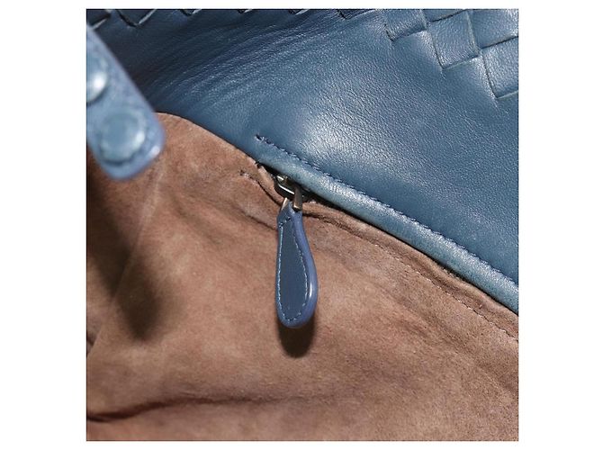 Borsa BOTTEGA VENETA INTRECCIATO in pelle Blu Oro Auth ep15585 - vista 20
