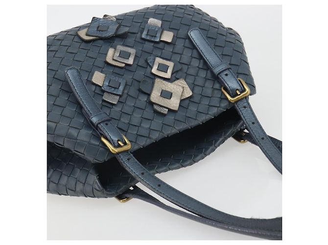 Borsa BOTTEGA VENETA INTRECCIATO in pelle Blu Oro Auth ep15585 - vista 6