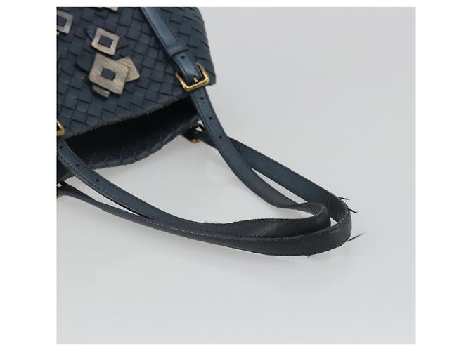 Borsa BOTTEGA VENETA INTRECCIATO in pelle Blu Oro Auth ep15585 - vista 7