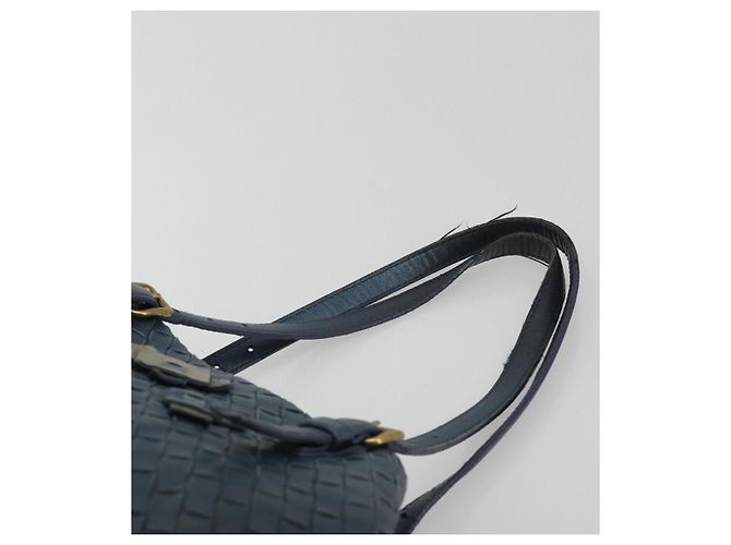 Borsa BOTTEGA VENETA INTRECCIATO in pelle Blu Oro Auth ep15585 - vista 8