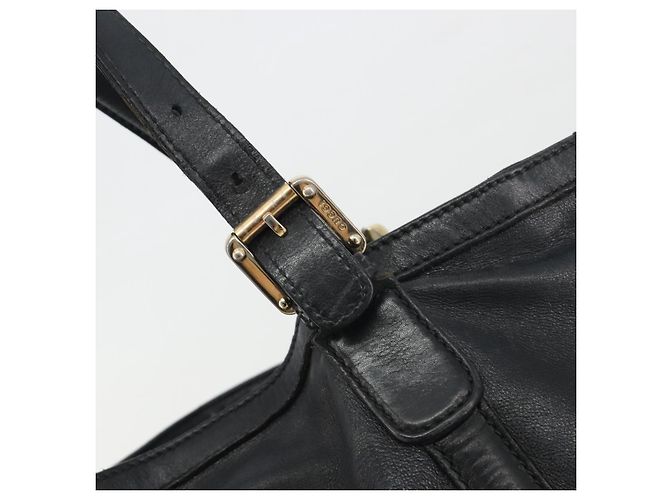 GUCCI Nuovo sacca Brit in pelle nera e oro 162094 Auth bs36279 Nero D'oro - vista 14
