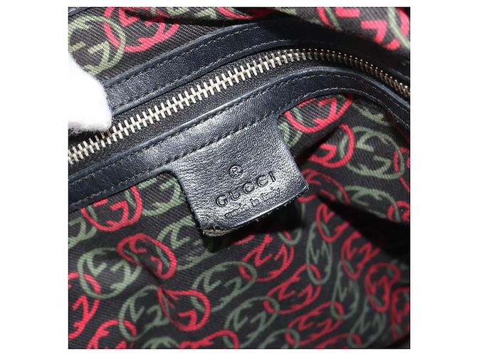 GUCCI Nuovo sacca Brit in pelle nera e oro 162094 Auth bs36279 Nero D'oro - vista 15