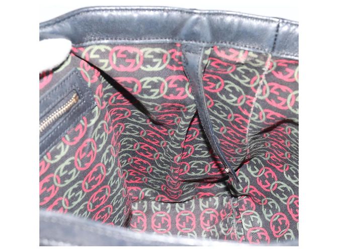 GUCCI Nuovo sacca Brit in pelle nera e oro 162094 Auth bs36279 Nero D'oro - vista 17
