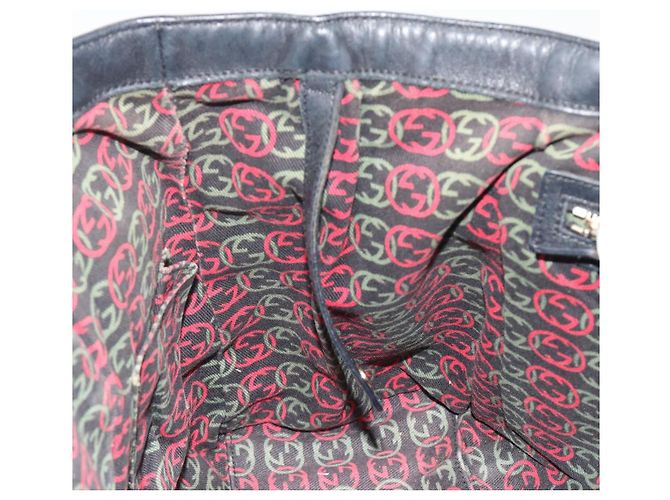 GUCCI Nuovo sacca Brit in pelle nera e oro 162094 Auth bs36279 Nero D'oro - vista 18