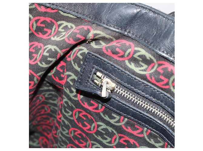 GUCCI Nuovo sacca Brit in pelle nera e oro 162094 Auth bs36279 Nero D'oro - vista 19