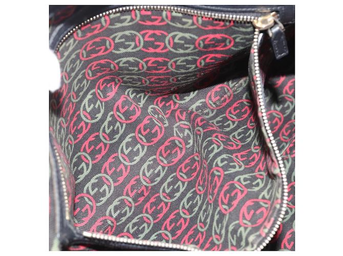 GUCCI Nuovo sacca Brit in pelle nera e oro 162094 Auth bs36279 Nero D'oro - vista 20